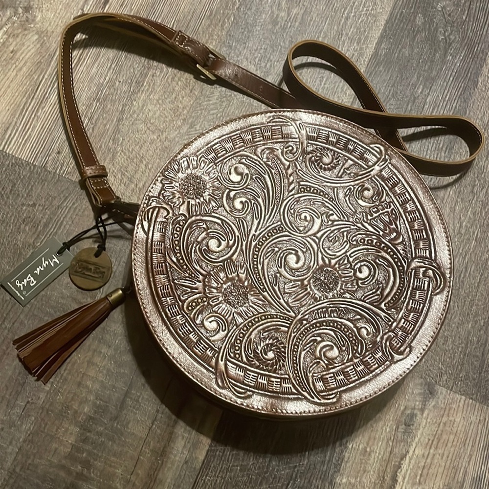 Myra Crimson Orchid Round Bag
